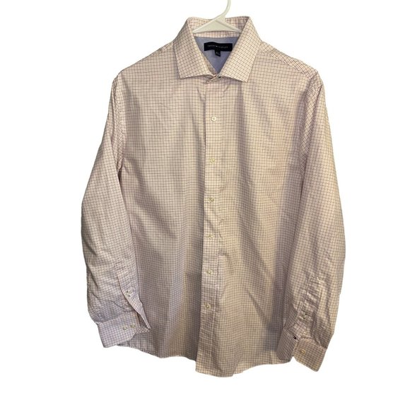 Tommy Hilfiger Grid Button Up Shirt 15.5 32-33 Men's - Picture 1 of 8